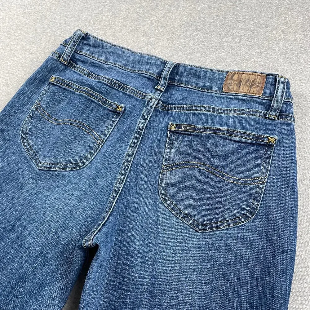 y2k LEE Jeans Womens 8s Blue Bootcut Mid Rise Medium Wash Retro 90s VTG Western